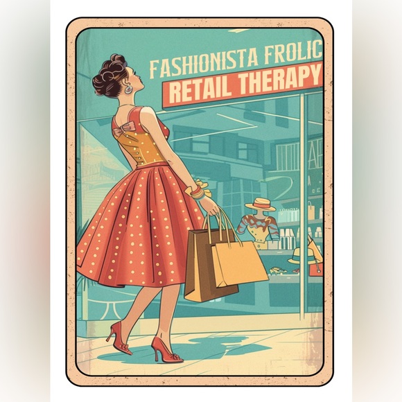 Other - Print 11x14 vintage retro fashionista retail therapy art print